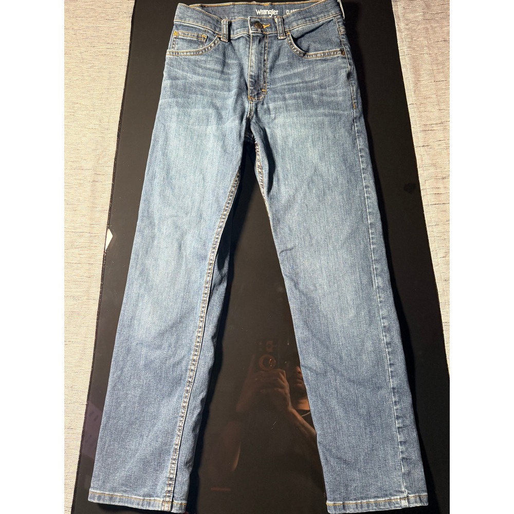 Wrangler Boys Classic Straight Jeans Medium Wash Adjustable Waist Size 14 Slim